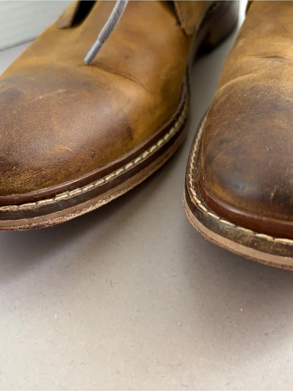Cole Haan Brown Leather Chukka Boots with Navy Collar